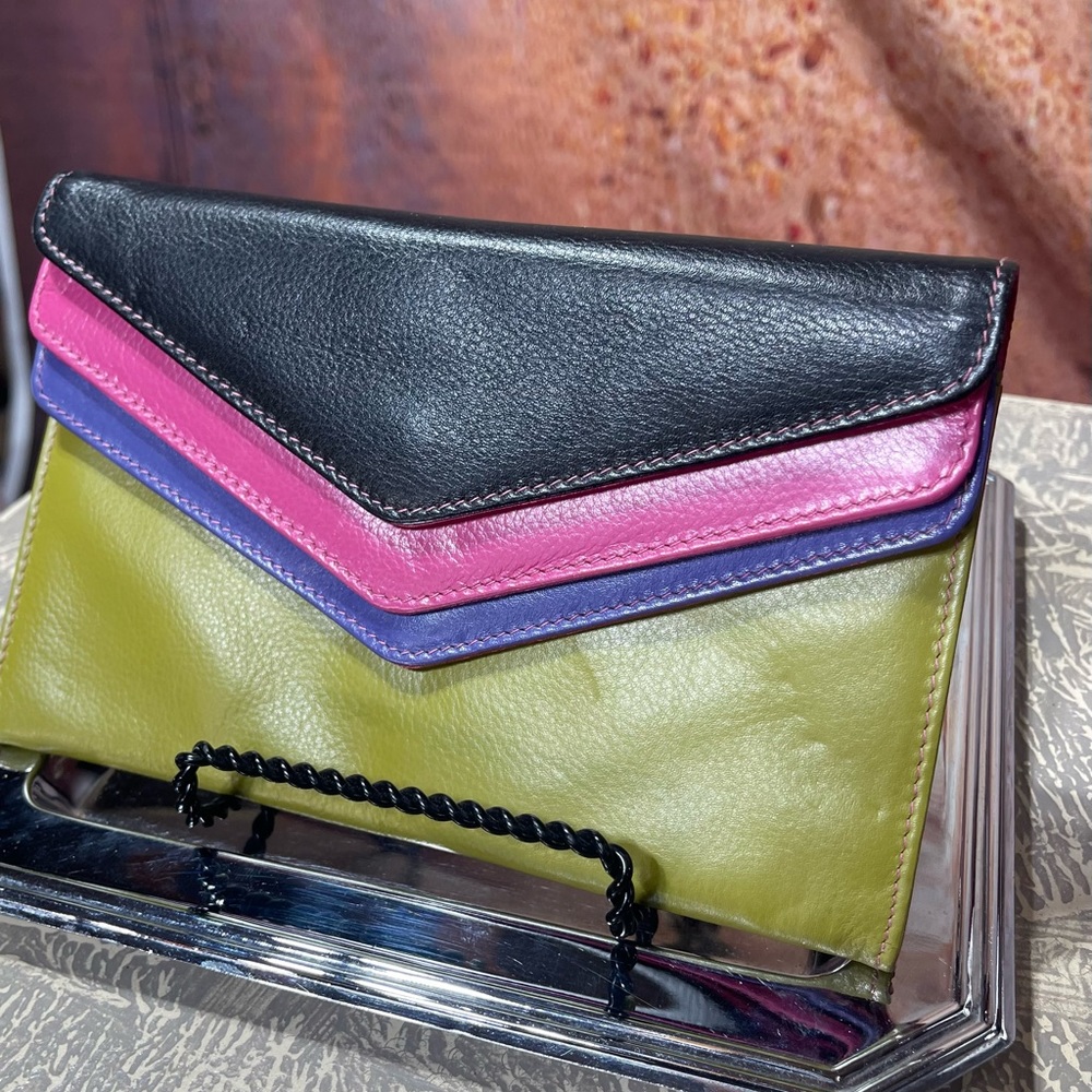 NWT Blue Cowgirl Colorful Envelope Wallet